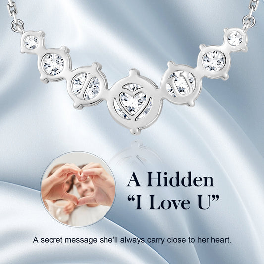7-STONE MOISSANITE BAR NECKLACE — WHITE GOLD VERMEIL