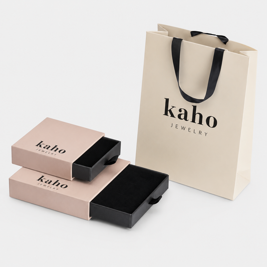 Gift Box & Bag for elegant jewelry packaging, featuring stylish boxes and a branded shopping bag.