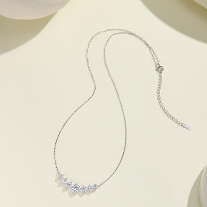 7-STONE MOISSANITE BAR NECKLACE — WHITE GOLD VERMEIL
