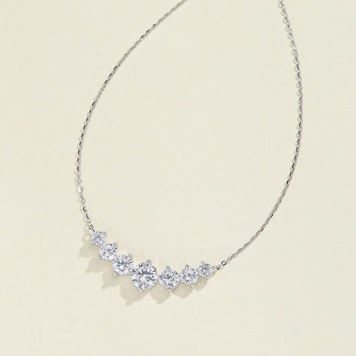 7-STONE MOISSANITE BAR NECKLACE — WHITE GOLD VERMEIL