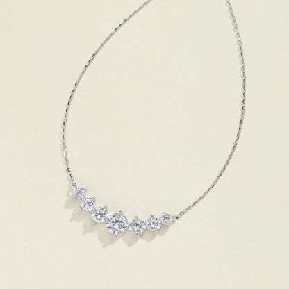 7-STONE MOISSANITE BAR NECKLACE — WHITE GOLD VERMEIL