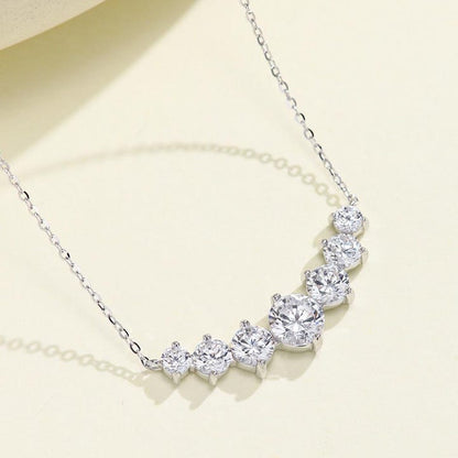 7-STONE MOISSANITE BAR NECKLACE — WHITE GOLD VERMEIL