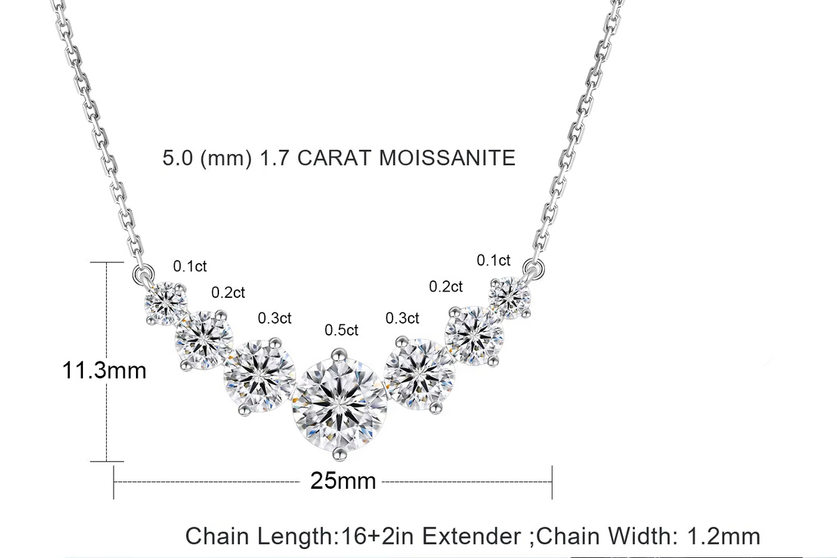 7-STONE MOISSANITE BAR NECKLACE — WHITE GOLD VERMEIL