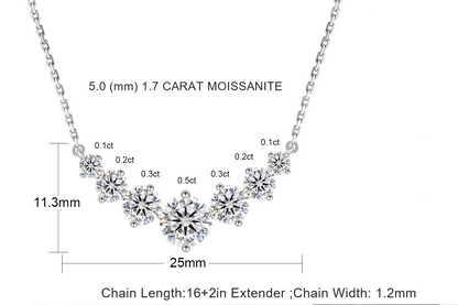 7-STONE MOISSANITE BAR NECKLACE — WHITE GOLD VERMEIL