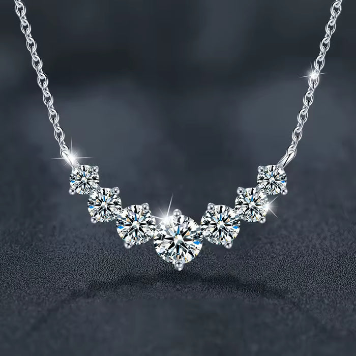 7-STONE GRADUATED MOISSANITE BAR NECKLACE — Shinier Than Diamond