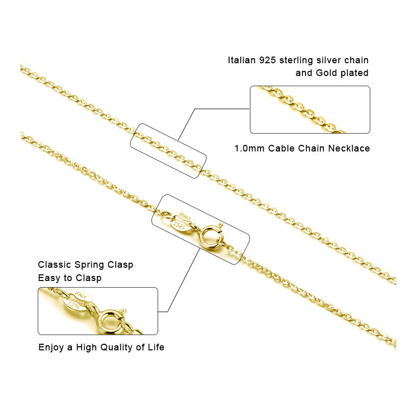 925 STERLING SILVER CABLE CHAIN 1MM