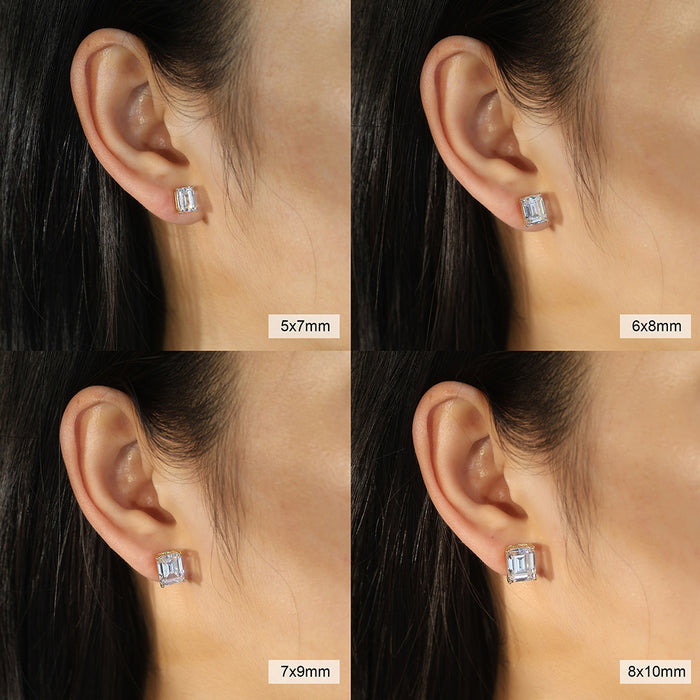 EMERALD CUT STUD EARRINGS IN 4.0 CARATS MOISSANITE