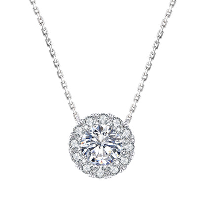 1.0CT ROUND CUT HALO MOISSANITE NECKLACE — Shinier Than Diamond