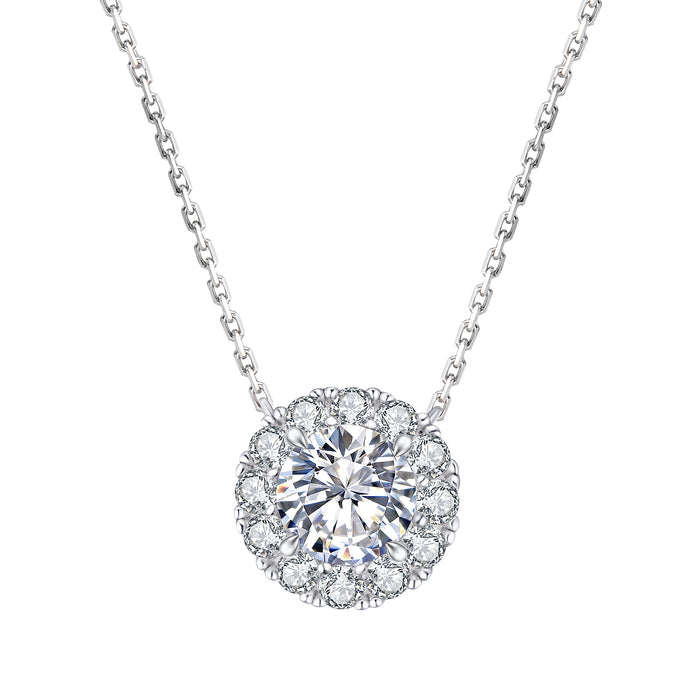1.0CT ROUND CUT HALO MOISSANITE NECKLACE — Shinier Than Diamond