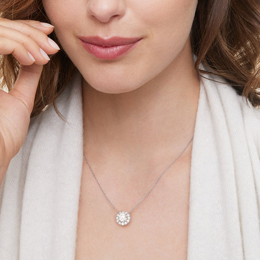 1.0CT ROUND CUT HALO MOISSANITE NECKLACE — Shinier Than Diamond