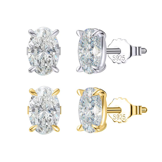 3.0CT OVAL CUT MOISSANITE STUD EARRINGS — Shinier Than Diamond