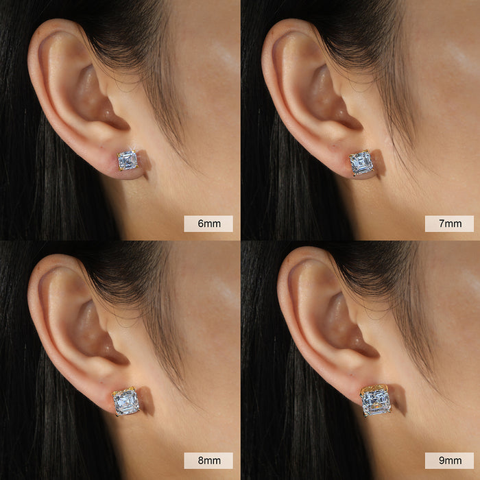EMERALD RADIANT CUT STUD EARRINGS IN 4.0 CARATS MOISSANITE