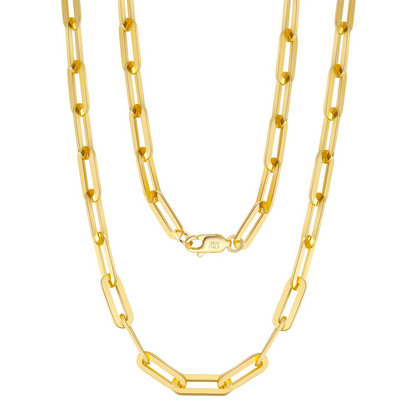 14K GOLD VERMEIL 3MM PAPERCLIP LINK CHAIN NECKLACE