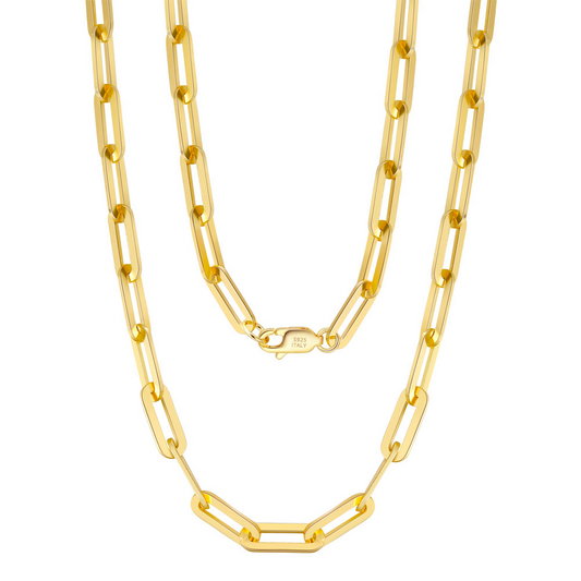 14K GOLD VERMEIL 3MM PAPERCLIP LINK CHAIN NECKLACE
