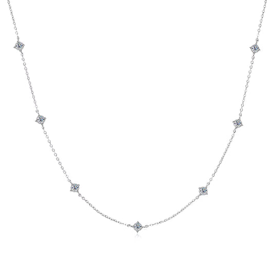 7-STONE ROUND CUT MOISSANITE BEZEL STATION NECKLACE — Shinier Than Diamond