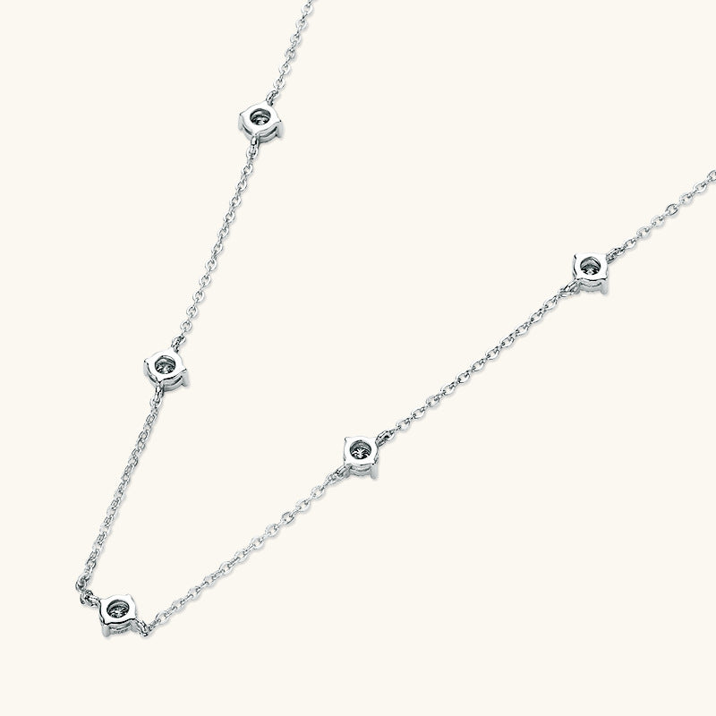 7-STONE ROUND CUT MOISSANITE BEZEL STATION NECKLACE — Shinier Than Diamond