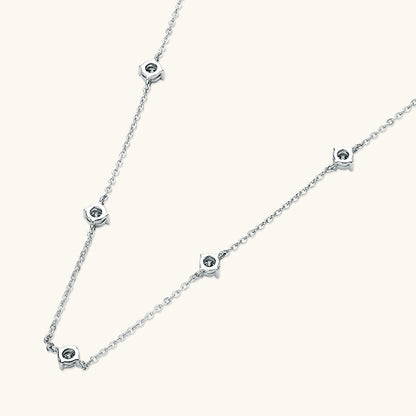 7-STONE ROUND CUT MOISSANITE BEZEL STATION NECKLACE — Shinier Than Diamond