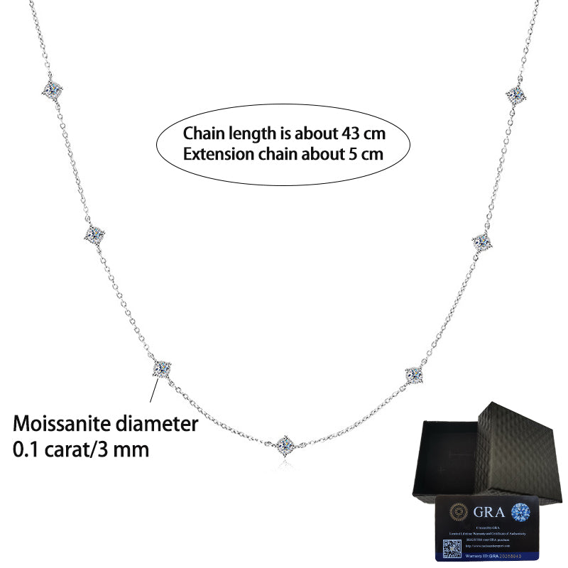 7-STONE ROUND CUT MOISSANITE BEZEL STATION NECKLACE — Shinier Than Diamond