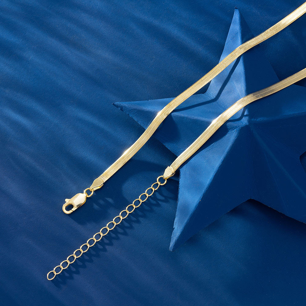 18K GOLD VERMEIL HERRINGBONE CHAIN NECKLACE