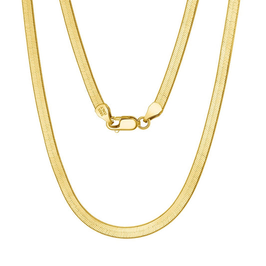 18K GOLD VERMEIL HERRINGBONE CHAIN NECKLACE