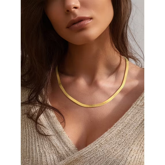 18K GOLD VERMEIL HERRINGBONE CHAIN NECKLACE
