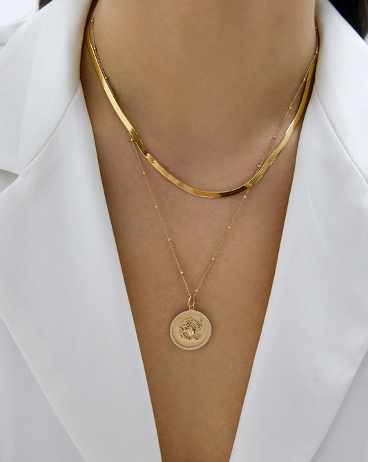 18K GOLD VERMEIL HERRINGBONE CHAIN NECKLACE