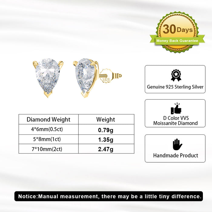 2.0CT PEAR CUT MOISSANITE STUD EARRINGS — Shinier Than Diamond