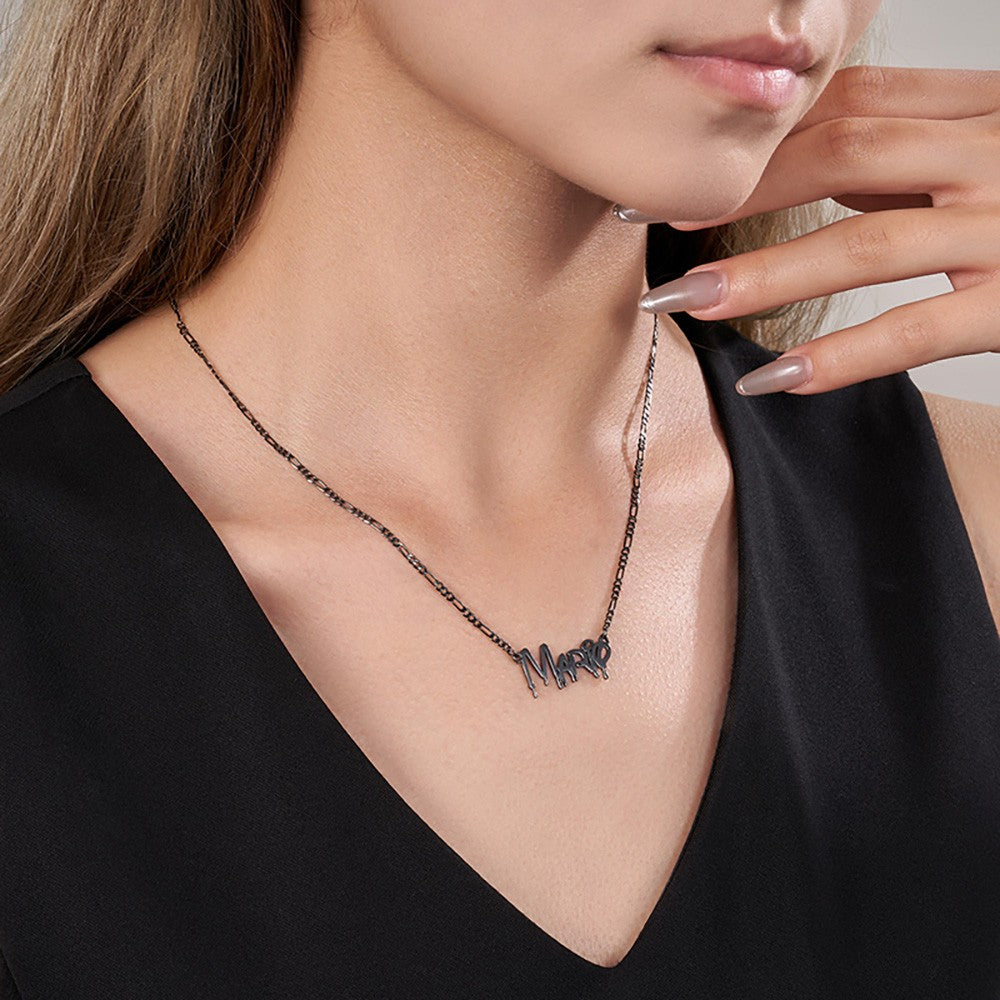 Custom Gothic Name Necklace, Old English Jewelry, Dripping Font Necklace, Nameplate Necklace, Punk Jewelry, Gothic Necklace, Halloween Gift