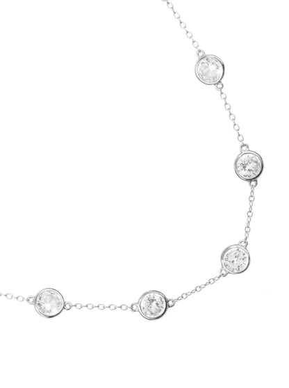 5-STONE ROUND CUT MOISSANITE BEZEL STATION NECKLACE— Shinier Than Diamond