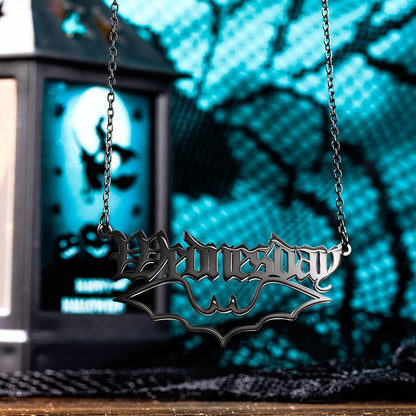 Custom Name Necklace Gothic Jewelry, Wednesday Necklace W for Girls/Women, Ghost Pumpkin Witch Style, Dainty Pendant, Halloween Gift
