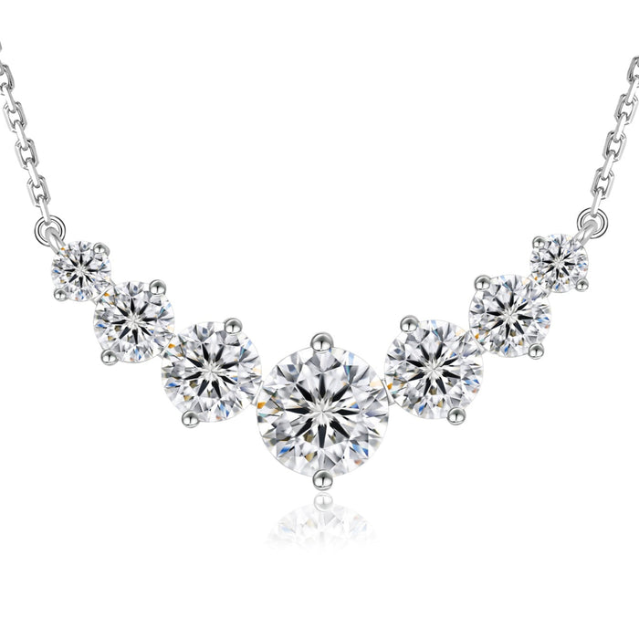 5.0CT Five-Stone Graduated Moissanite Bar Necklace | 14K White Gold Vermeil