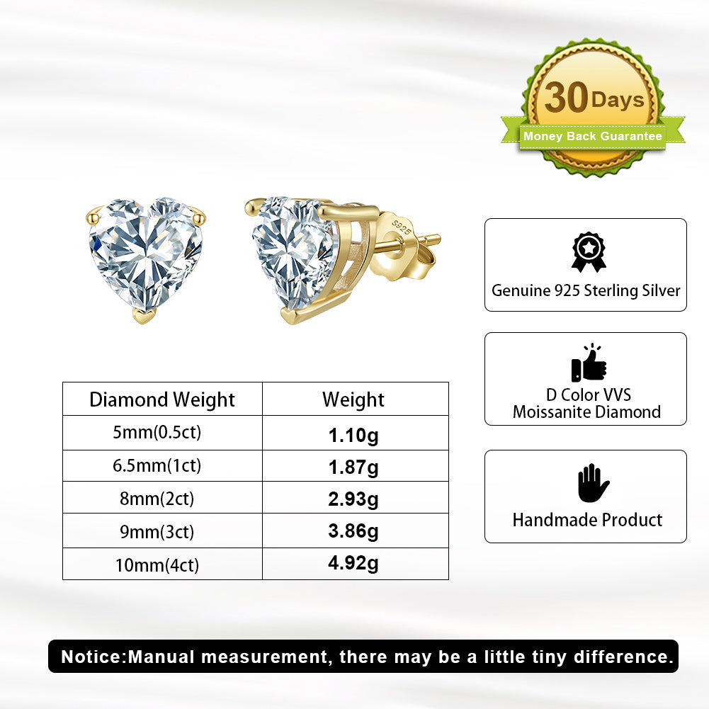 4.0CT HEART CUT MOISSANITE STUD EARRINGS — Shinier Than Diamond