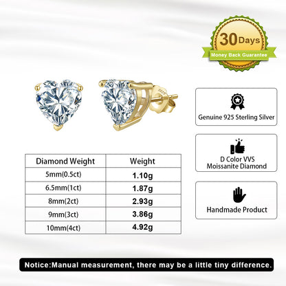 4.0CT HEART CUT MOISSANITE STUD EARRINGS — Shinier Than Diamond