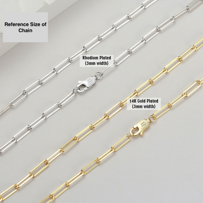 14K GOLD VERMEIL 3MM PAPERCLIP LINK CHAIN NECKLACE