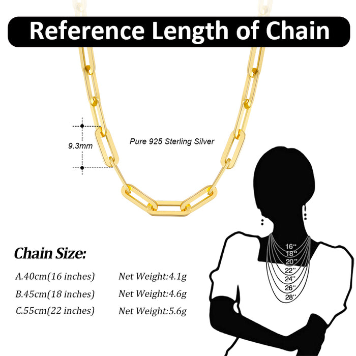 14K GOLD VERMEIL 3MM PAPERCLIP LINK CHAIN NECKLACE