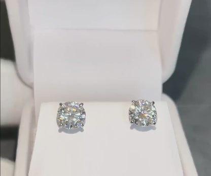 4.0CT ROUND CUT MOISSANITE STUD EARRINGS — Shinier Than Diamond