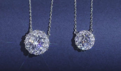 1.0CT ROUND CUT HALO MOISSANITE NECKLACE — Shinier Than Diamond
