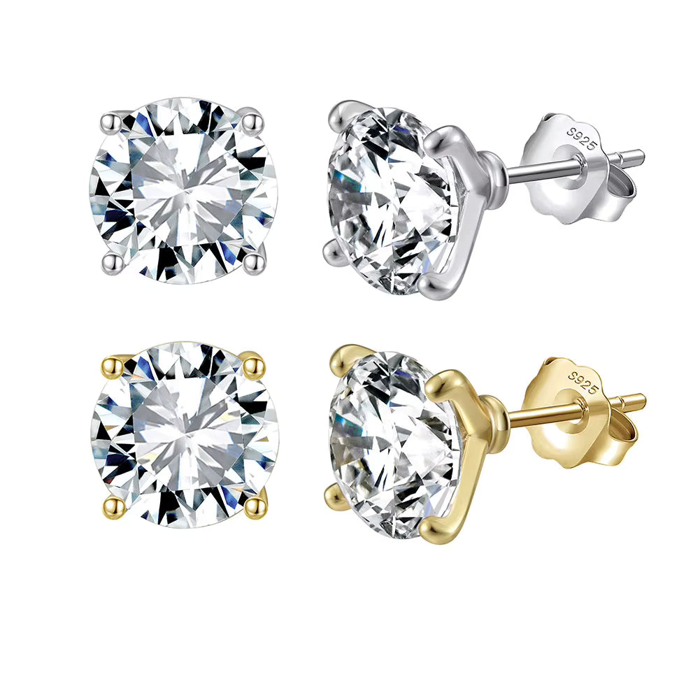 4.0CT ROUND CUT MOISSANITE STUD EARRINGS — Shinier Than Diamond