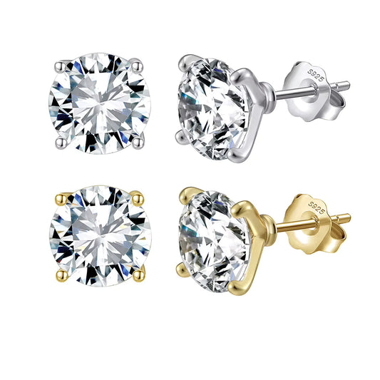4.0CT ROUND CUT MOISSANITE STUD EARRINGS — Shinier Than Diamond