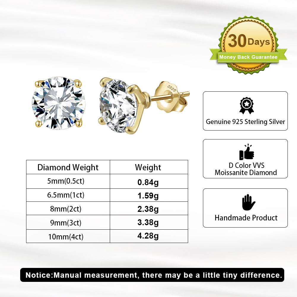 4.0CT ROUND CUT MOISSANITE STUD EARRINGS — Shinier Than Diamond