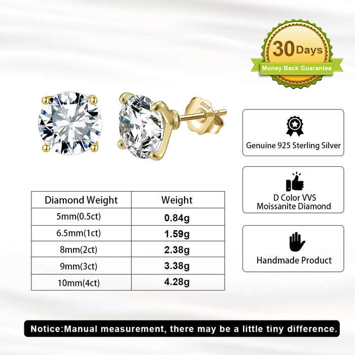 4.0CT ROUND CUT MOISSANITE STUD EARRINGS — Shinier Than Diamond
